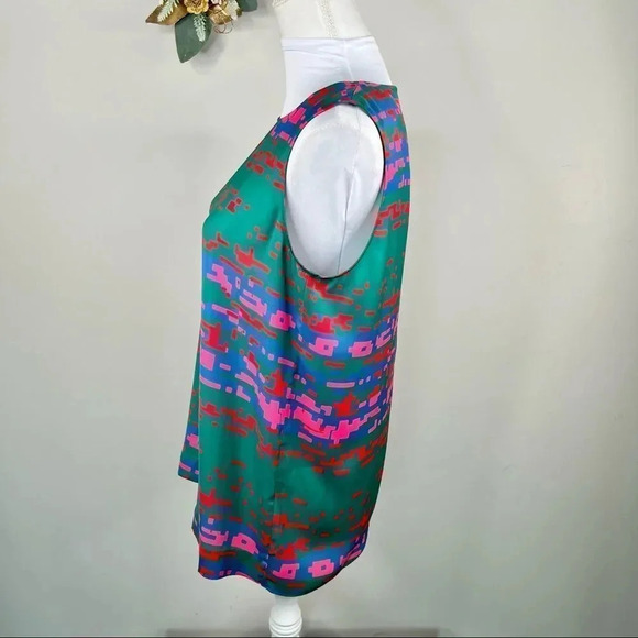 CO + CO by Coco Rocha Cornelia Top Green Pink Red Sleeveless Top Size 6 - Picture 5 of 10